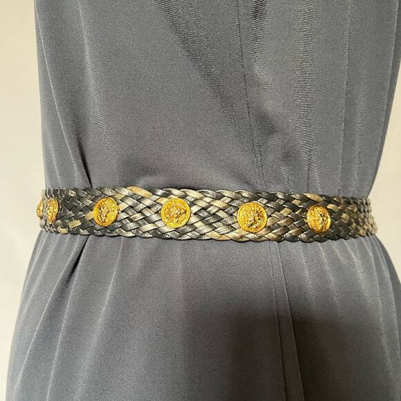 Vintage Y2K Braided Metallic Medallion Womens Belt Sz S Glam Adjustable Taiwan - Picture 5 of 15